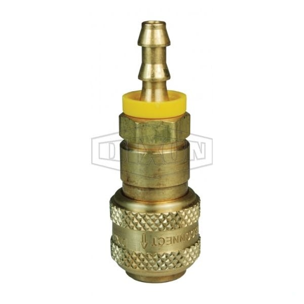 Dixon D Automatic Interchange Pneumatic Coupler, 1/2 in, Push-Lock Hose Barb x Quick-Connect, Brass 4DB4-B - main